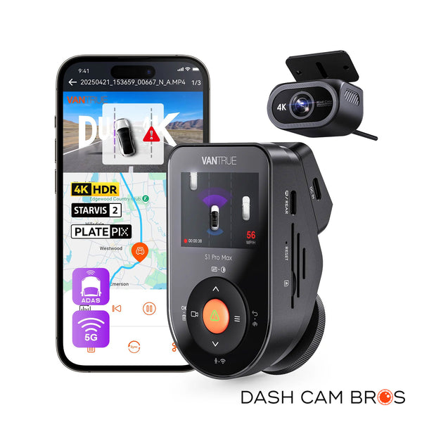 Vantrue S1 Pro Max | True Dual-4K, AI-Powered Dash Cam w/ PlatePix