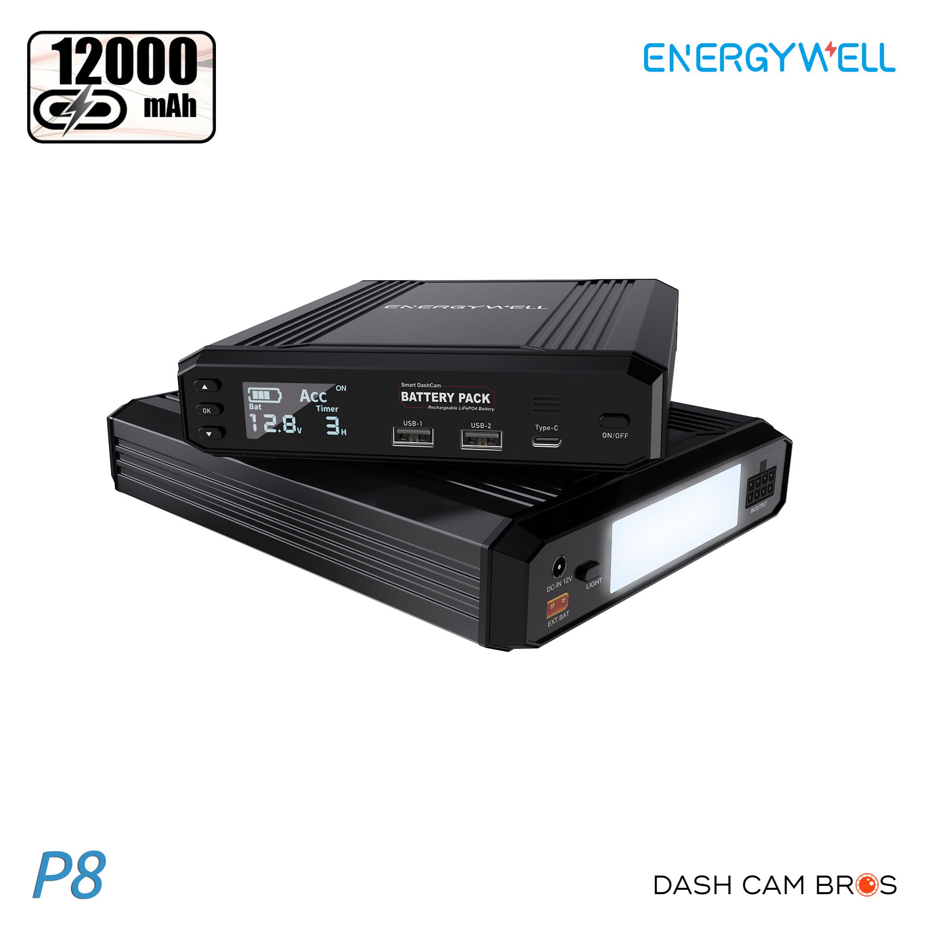 Smart DashCam BATTERY PACK 本体 Shop Energywell P8 External Battery Pack | Dashcam Bros – DashCam Bros