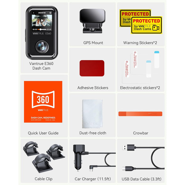 Vantrue E360 5.2K 360° Panoramic Dash Cam