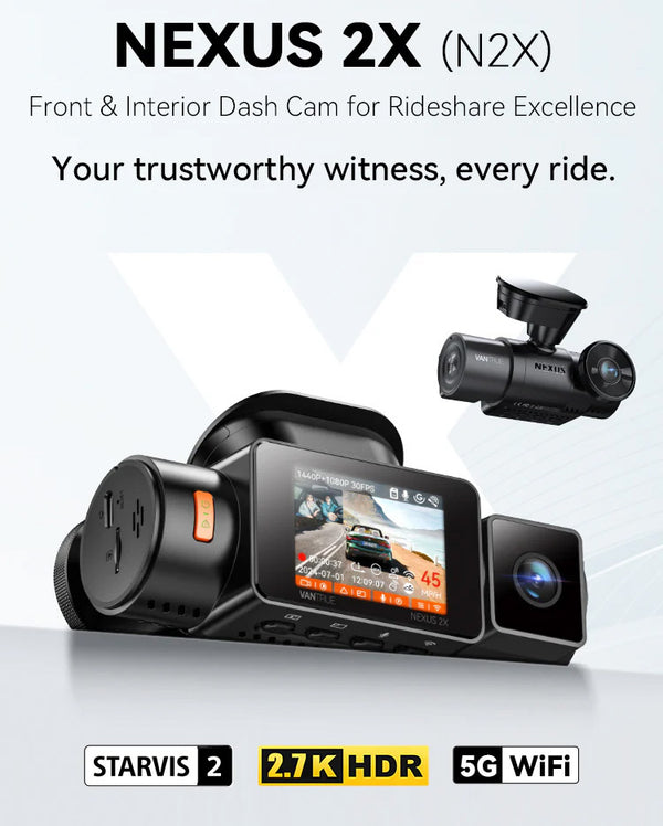 Vantrue Nexus 2X (N2X) 2K Front + HD Interior Dash Cam