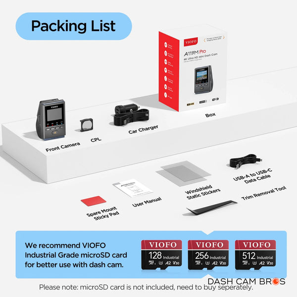 VIOFO A119 M PRO | Extra Small 4K Dash Cam w/ GPS & WiFi