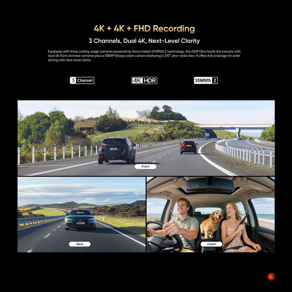 VIOFO A229 ULTRA 3CH | 4K+4K+HD 3CH Smart Waterproof Dash Cam