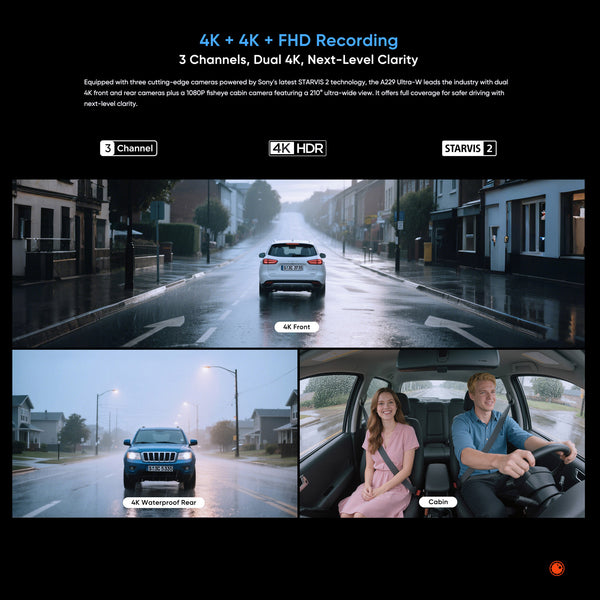VIOFO A229 ULTRA-W 3CH | 4K+4K+HD 3CH Smart Waterproof Dash Cam