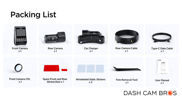 VIOFO A329S-2CH | 4K Front + 2K Rear Dash Cam w/ HDR & WiFi-6