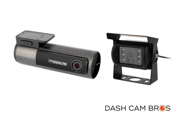 Angled View of Front and Rear-Facing Cameras | DR750X-2CH-TRUCK-LTE-PLUS Front + External Rear Dash Cam | Dashcam Bros