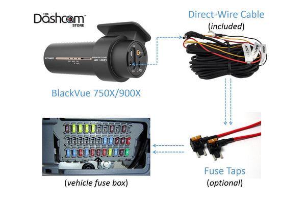 Optional Fuse Taps for Easily Connecting Direct-Wire Power Cord to Fuse Box | DR900X-2CH-IR-PLUS | DashCam Bros