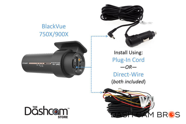 Includes Both Plug-In and Direct-Wire Power Cords | DR900X-2CH-PLUS | DashCam Bros