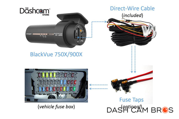 Optional Fuse Taps for Easily Connecting Direct-Wire Power Cord to Fuse Box | DR900X-2CH-PLUS | DashCam Bros