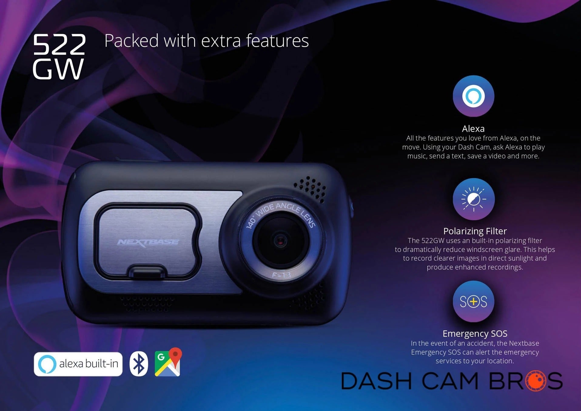 Nextbase 522GW 2K HD Touchscreen Dashcam With  Alexa