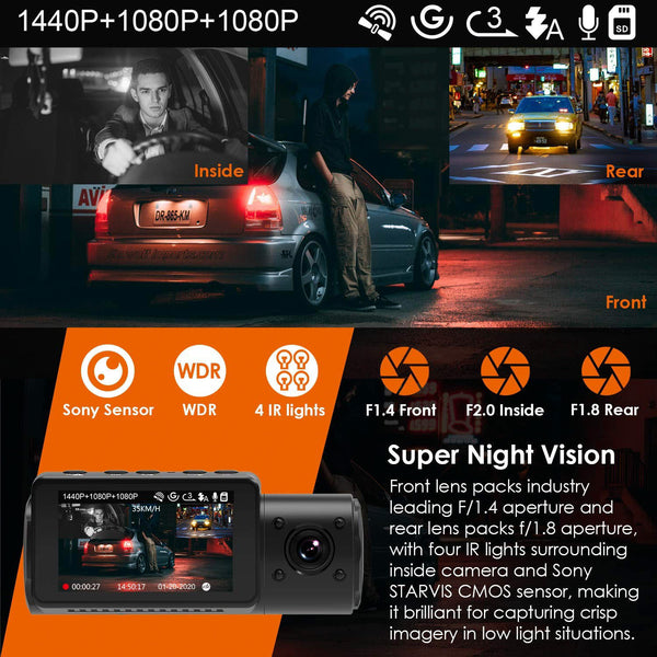 High Resolution and Super Night Vision | Vantrue N4 3-Channel 2K Dash Camera | DashCam Bros