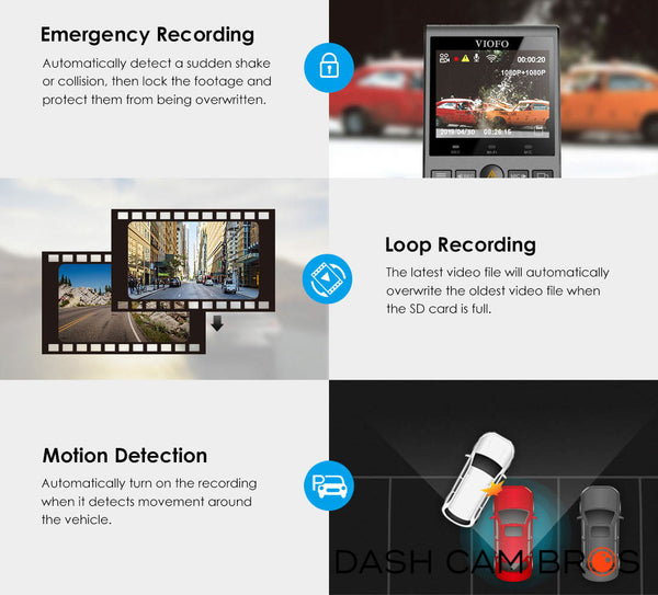 Additional Features | VIOFO A129 Plus Duo IR Front and Interior Dual Lens Dash cam | DashCam Bros