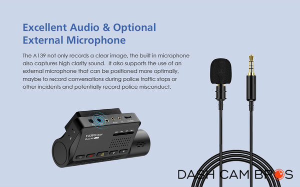 Excellent Audio | VIOFO A139 2CH Dual Channel 2k Front & Rear Dash Cam | DashCam Bros