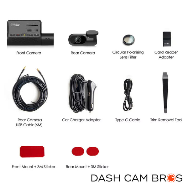 Box Contents | VIOFO A139 2CH Dual Channel 2k Front & Rear Dash Cam | DashCam Bros