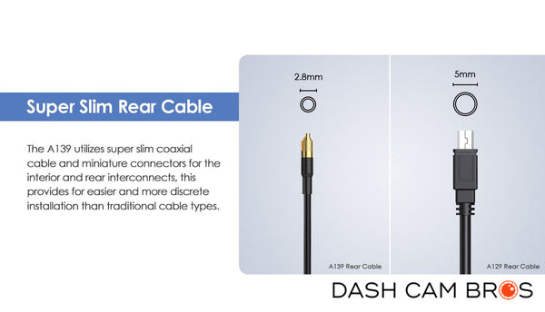 Super Slim Rear Cable | VIOFO A139 3CH Dual Channel 2k Front & Rear Dash Cam | DashCam Bros