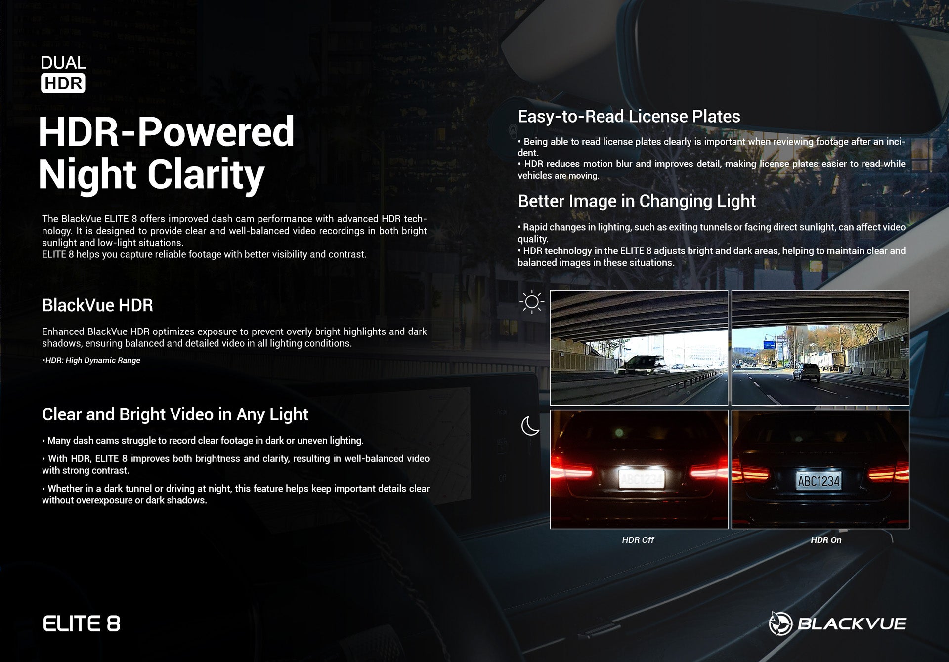 BlackVue ELITE 8 Front and Rear 2K QHD Dash Cam - DashCam Bros