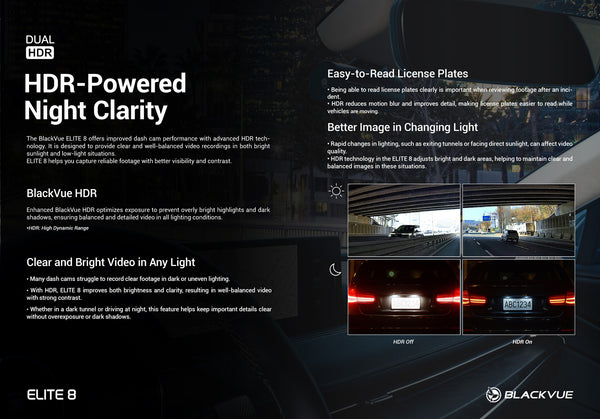 BlackVue ELITE 8 Front and Rear 2K QHD Dash Cam