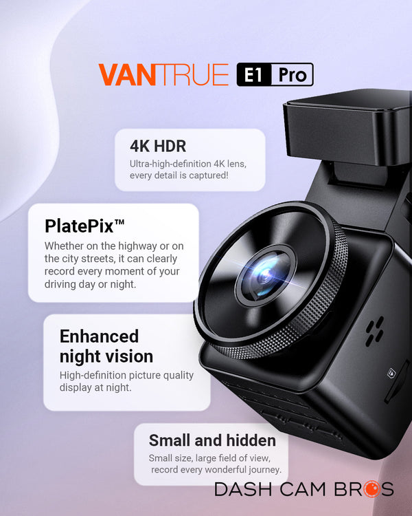 Vantrue Element 1 Pro (E1 Pro) Tiny 4K Dash Cam W/ Wi-FI & PlatePix