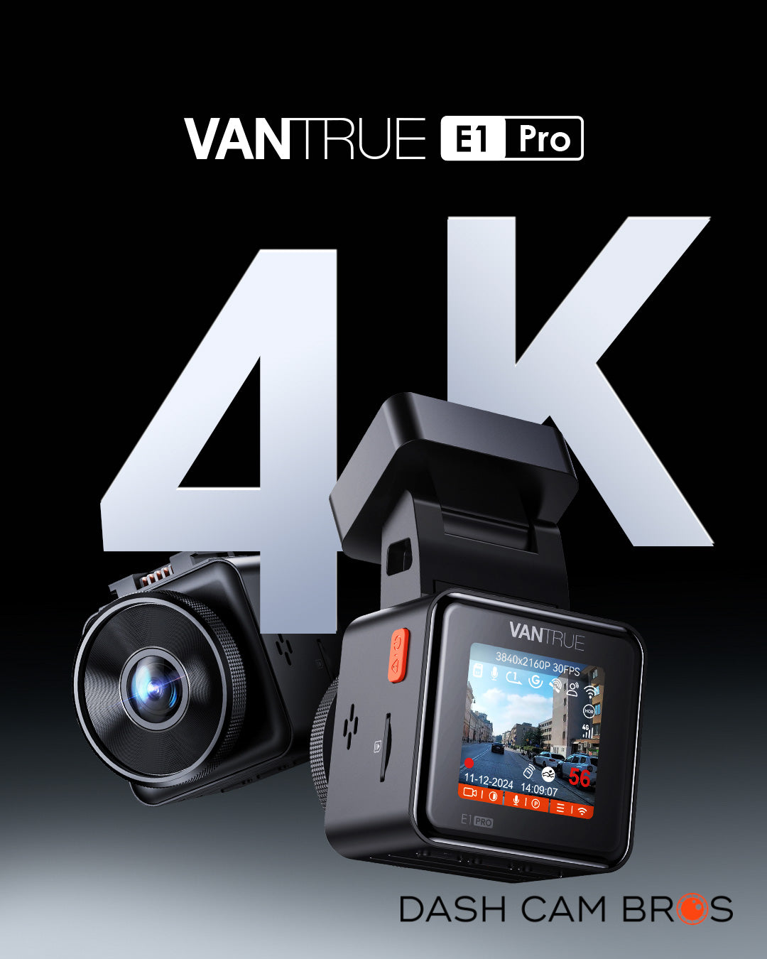 Vantrue Element 1 Pro (E1 Pro) Tiny 4K Dash Cam W/ Wi-FI & PlatePix - DashCam Bros