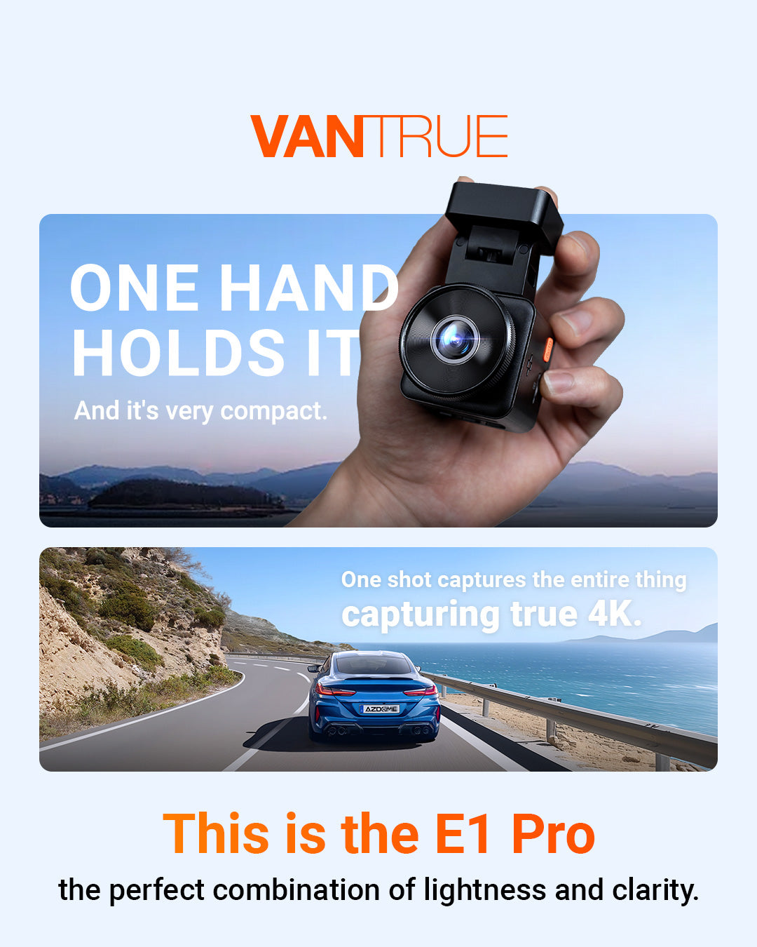 Vantrue Element 1 Pro (E1 Pro) Tiny 4K Dash Cam W/ Wi-FI & PlatePix - DashCam Bros