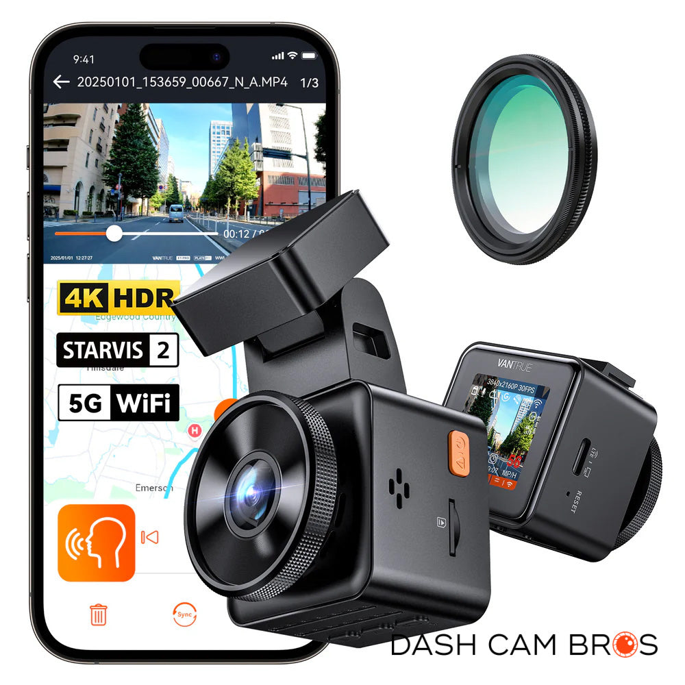 Vantrue Element 1 Pro (E1 Pro) Tiny 4K Dash Cam W/ Wi-FI & PlatePix - DashCam Bros