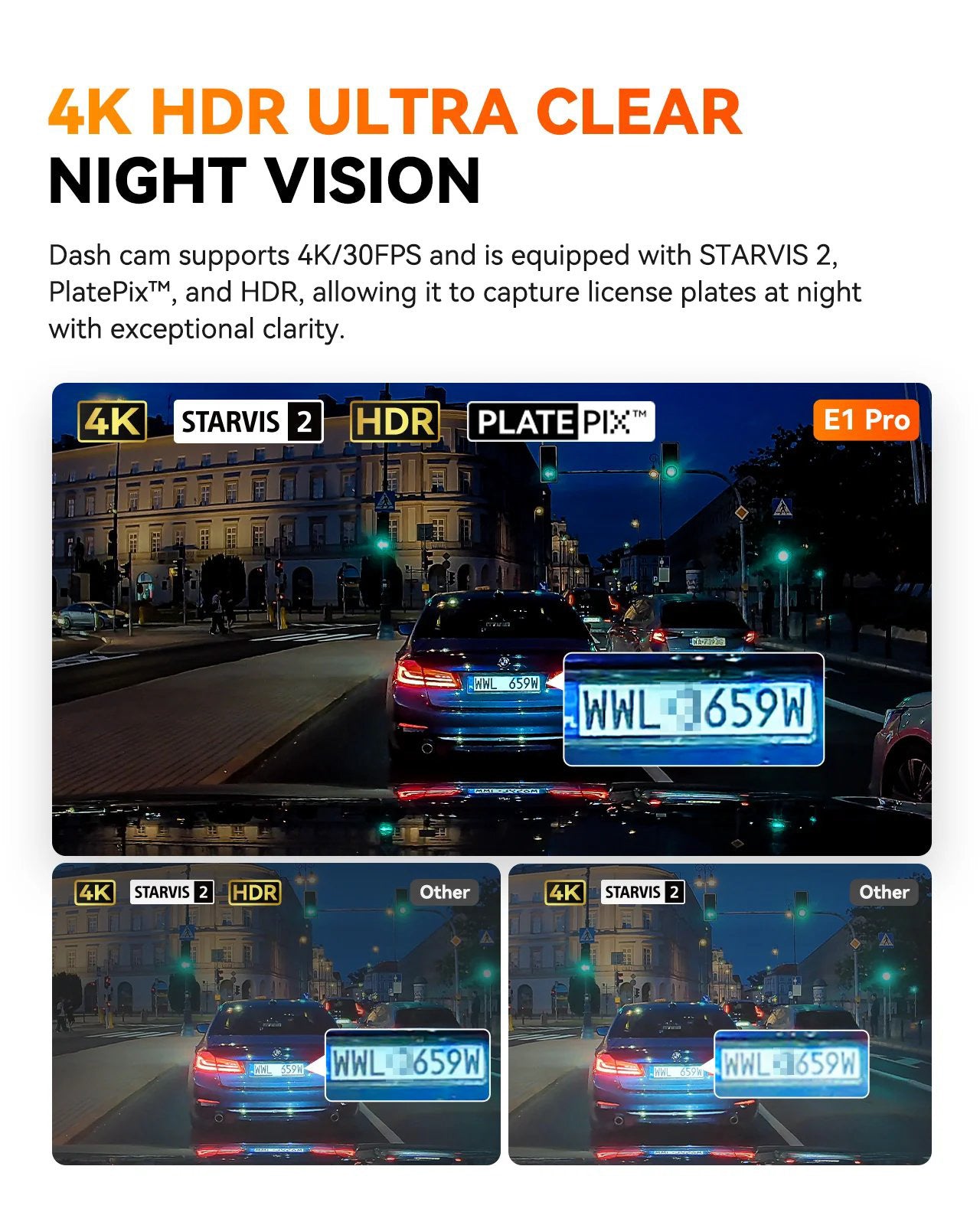 Vantrue Element 1 Pro (E1 Pro) Tiny 4K Dash Cam W/ Wi-FI & PlatePix - DashCam Bros