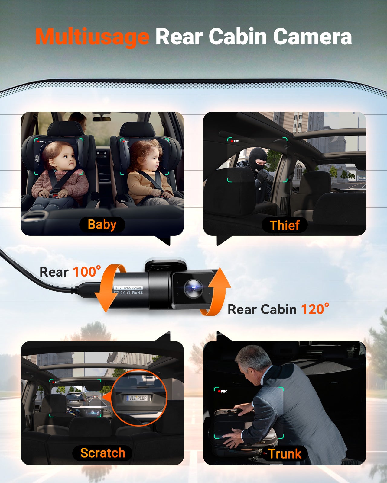Vantrue Nexus 5S (N5S) | Multi-Usage Rear Cabin Camera