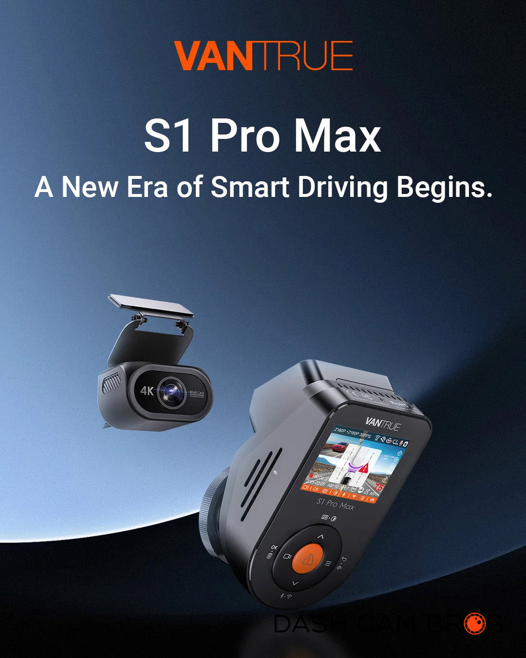 Vantrue S1 Pro Max | True Dual-4K, AI-Powered Dash Cam w/ PlatePix