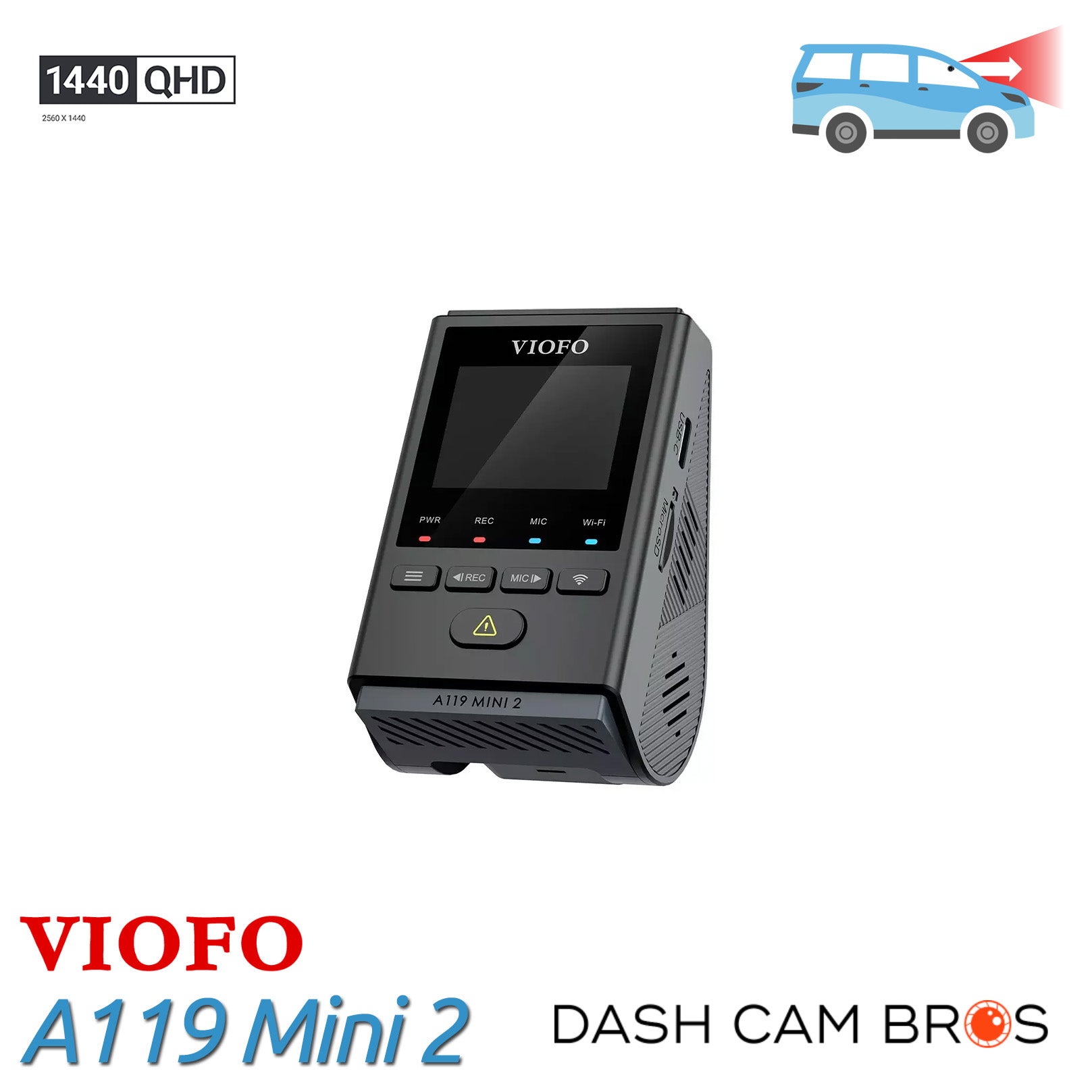 VIOFO A119 MINI 2 | Extra Small 2K  Dash Cam w/ GPS & WiFi
