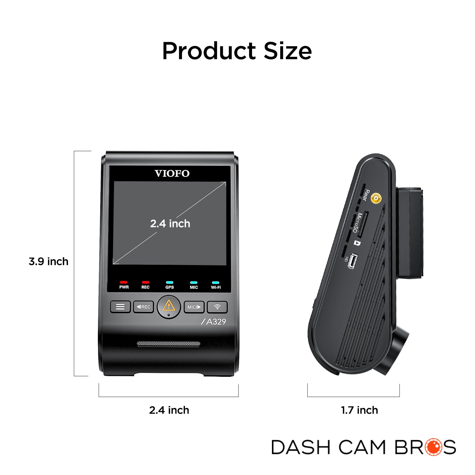 VIOFO A329S-1CH | 4K, 60FPS Front-Facing Dash Cam w/ HDR & WiFi-6 - DashCam Bros