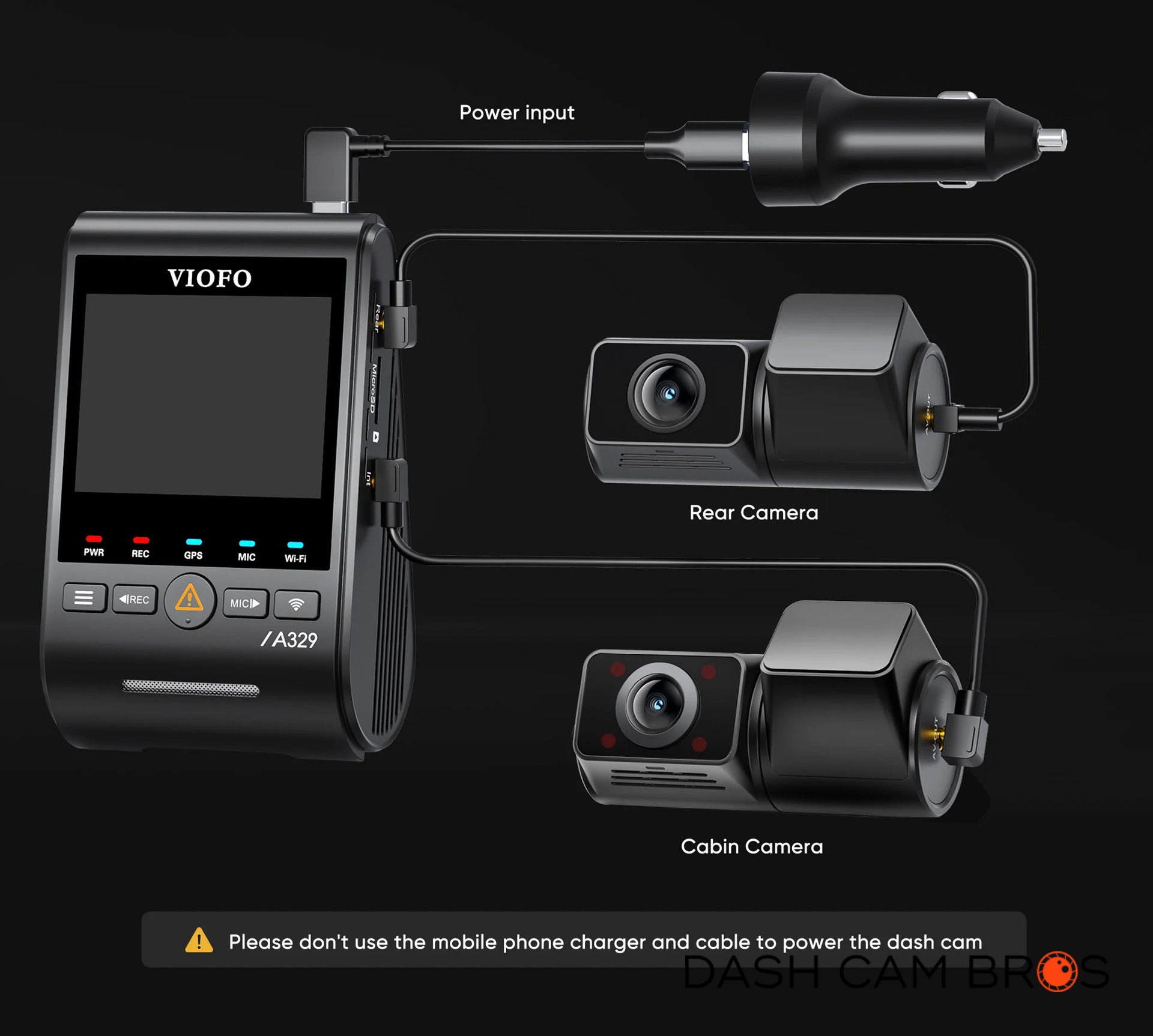 VIOFO A329S-3CH | 4K Front + 2K Rear + 2K Cabin Dash Cam w/ HDR & WiFi-6 - DashCam Bros