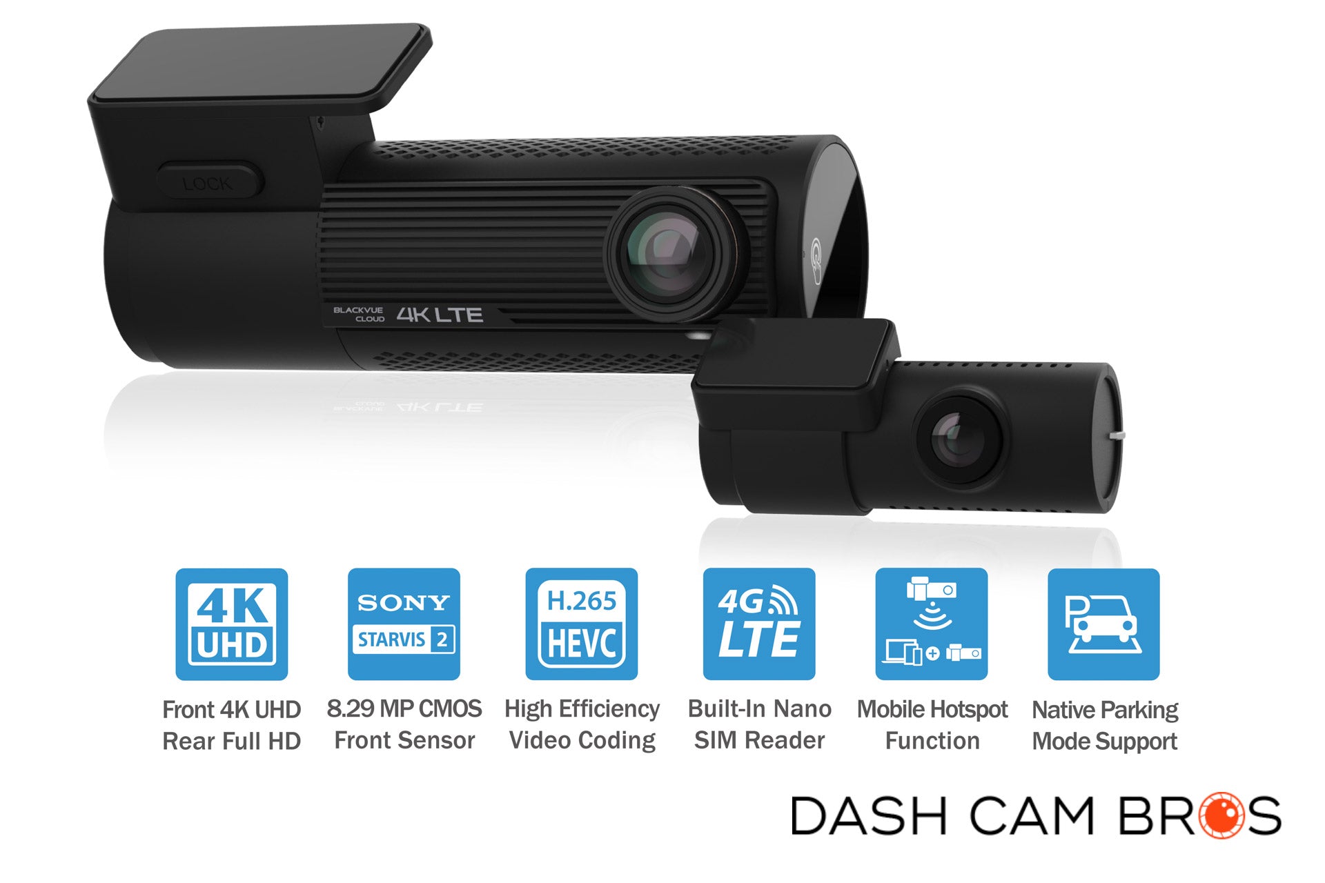 BlackVue DR970X-2CH-LTE-PLUS Dual Lens 4K GPS WiFi Dash Cam w/ Built-In 4G-LTE For Front/Rear