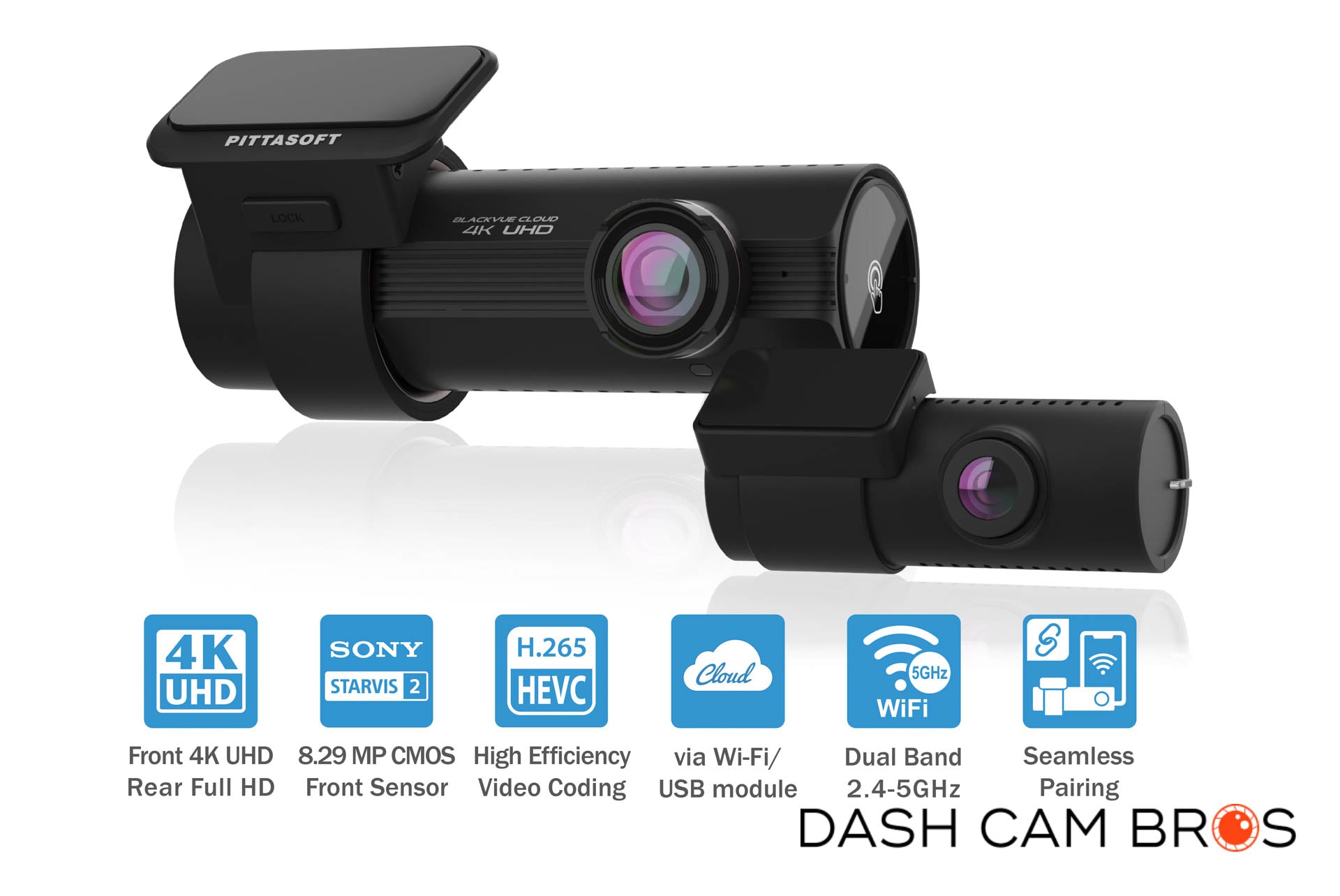 BlackVue DR970X-2CH-PLUS Dual Lens 4K GPS WiFi Cloud-Capable Dash Cam for Front & Rear