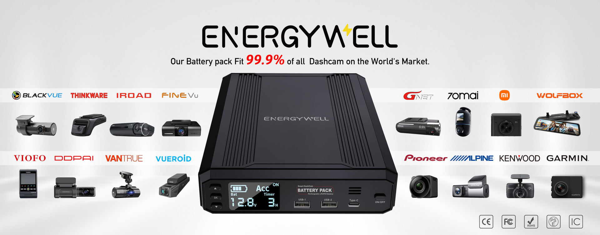 Energywell P8 External Battery Pack | Compatible with Nearly All Major Brands