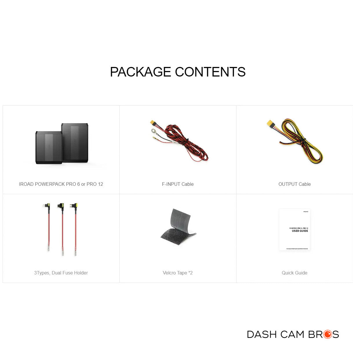 IROAD Powerpack Pro batteries | Package Contents
