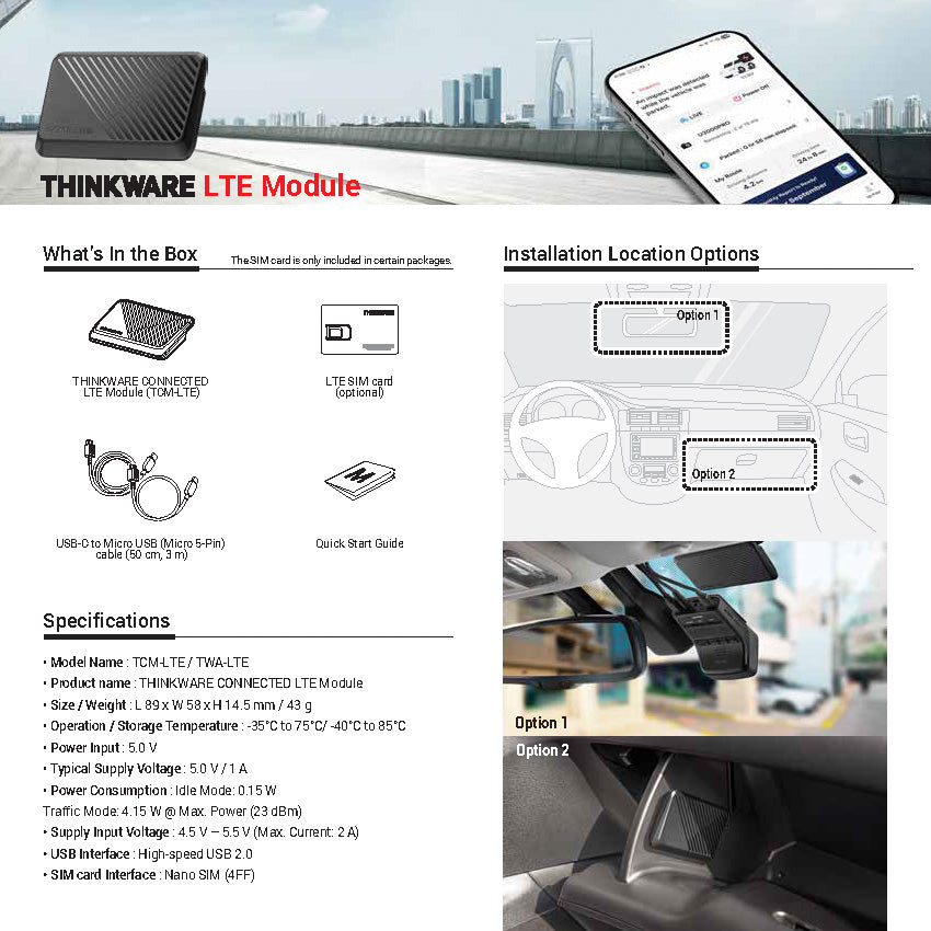 Thinkware TWA-LTE Module for Dash Cams | Box Contents