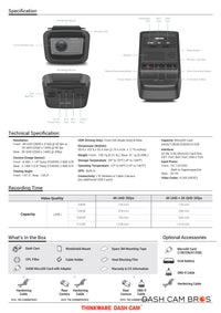 Thinkware U3000 PRO 2CH | Specifications