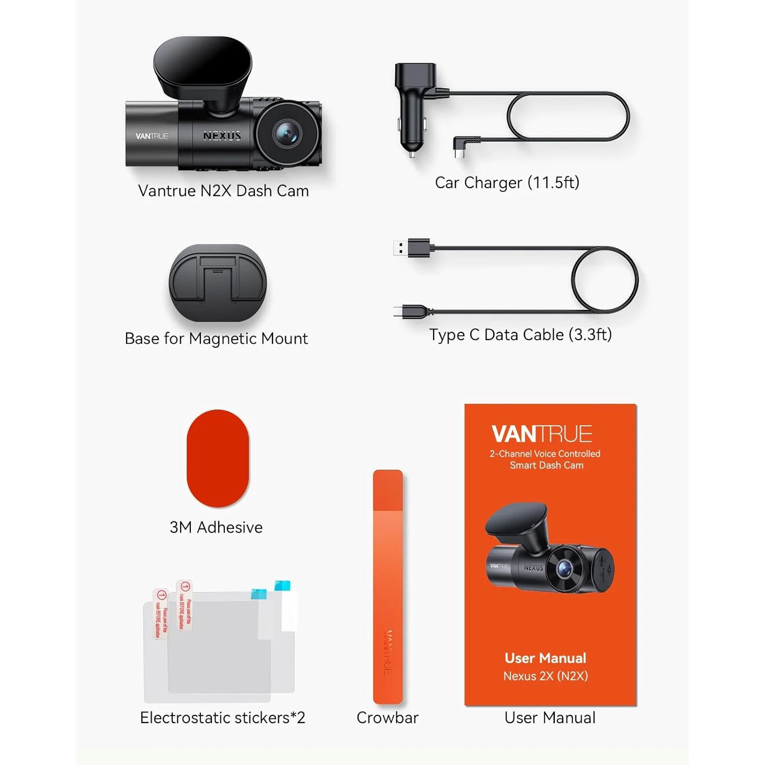 Vantrue Nexus 2X (N2X) 2K Front + HD Interior Dash Cam