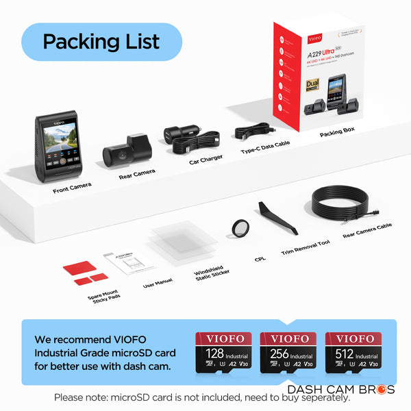 VIOFO A229 ULTRA 2CH | 4K+4K 2CH Smart Dash Cam w/ GPS & WiFi