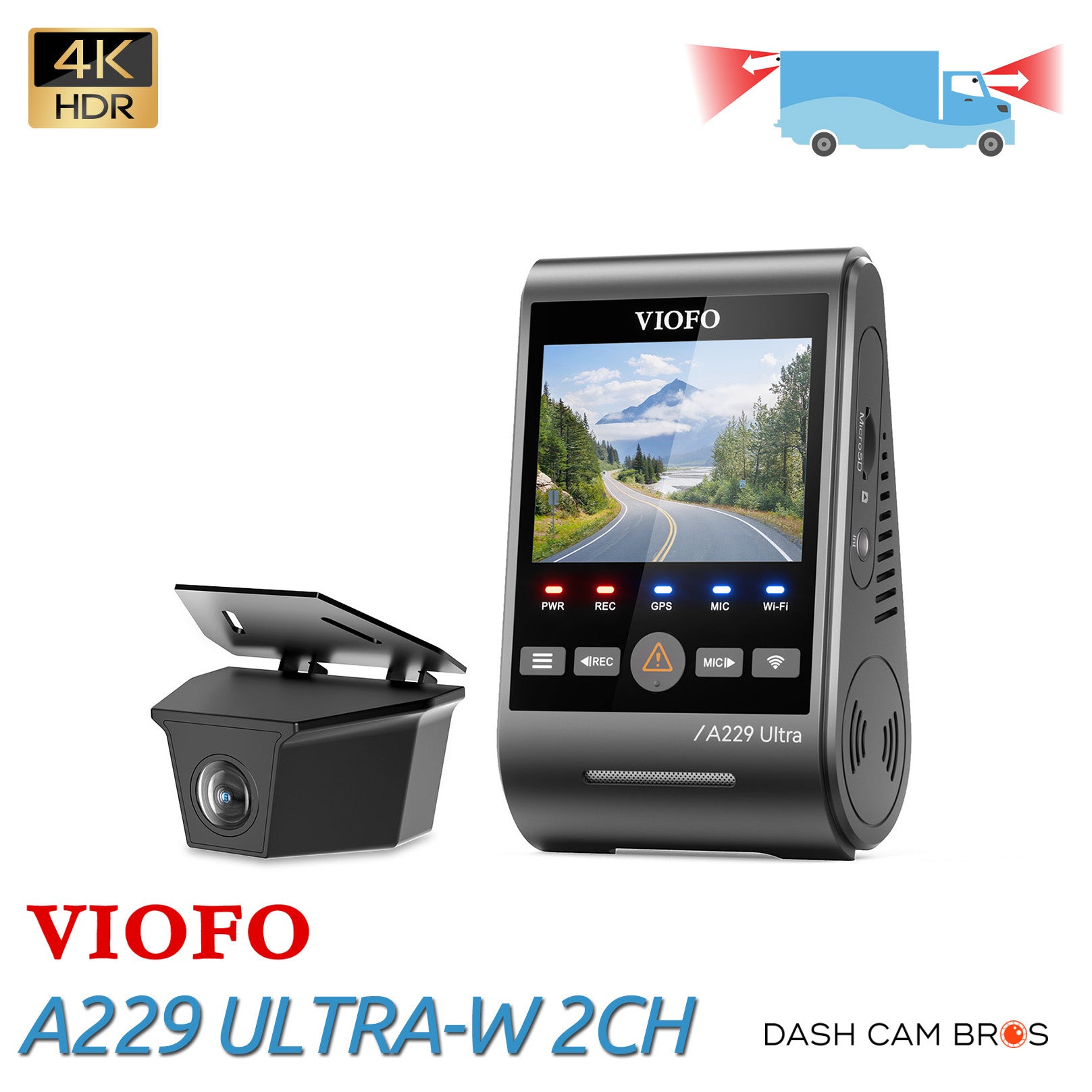 VIOFO A229 ULTRA-W 2CH | 4K+4K 2CH Exterior Waterproof Smart Dash Cam