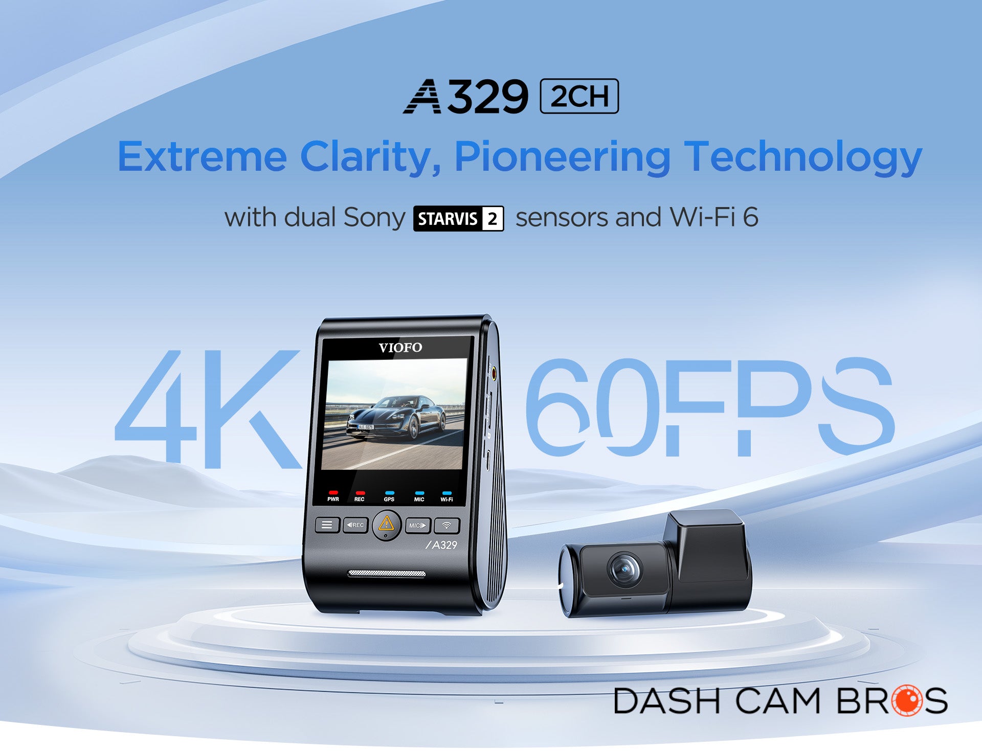 VIOFO A329S-2CH | 4K Front + 2K Rear Dash Cam w/ HDR & WiFi-6 - DashCam Bros