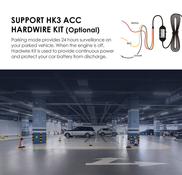 Optional Hardwire Kit Enables Parking Mode | VIOFO A129 Plus Duo IR Front and Interior Dual Lens Dash cam | DashCam Bros