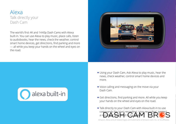 Built-In Amazon Alexa | Nextbase 522GW 2K HD Touchscreen Dashcam | DashCam Bros