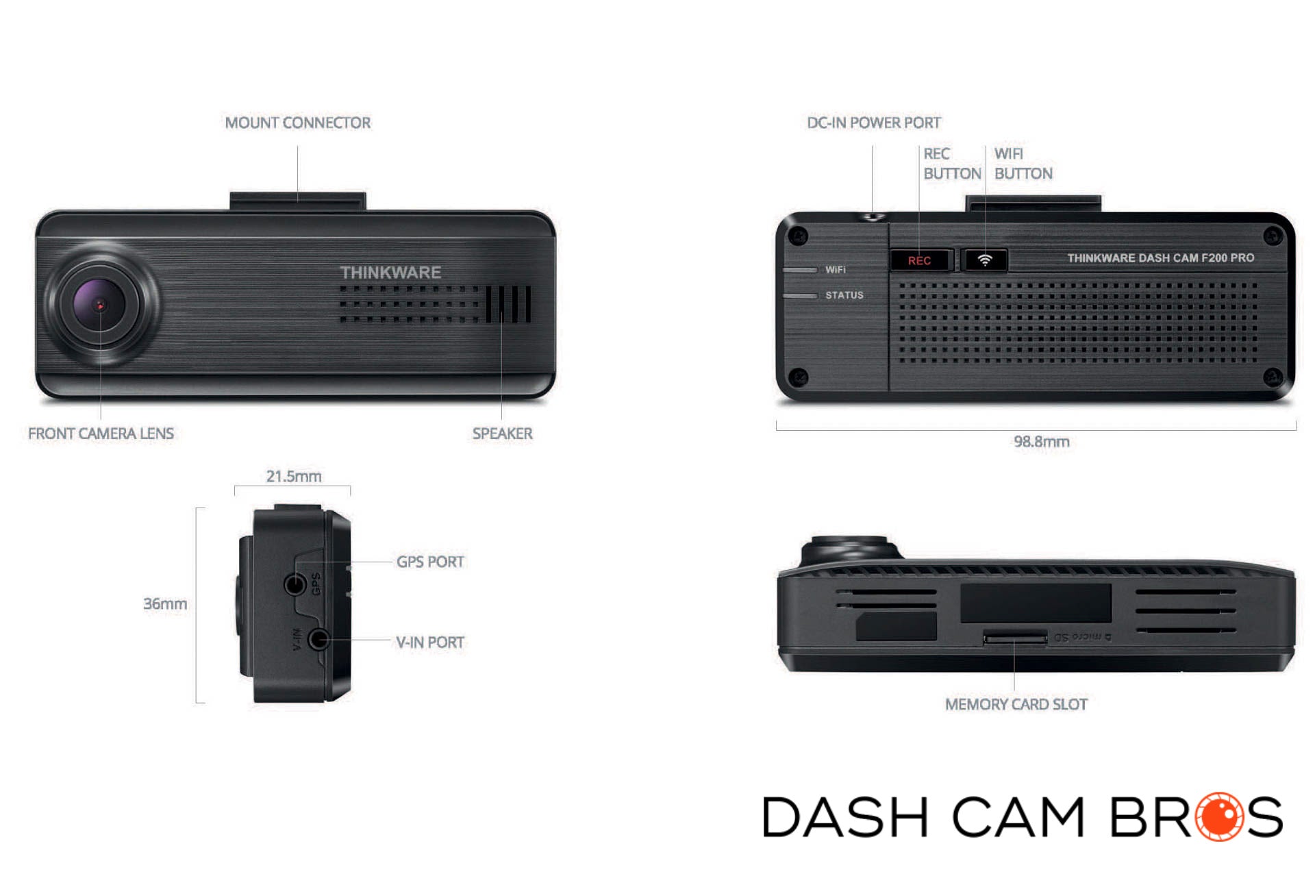 Thinkware F200 Pro 1080p Dash Cam Bundle with Rear Cam
