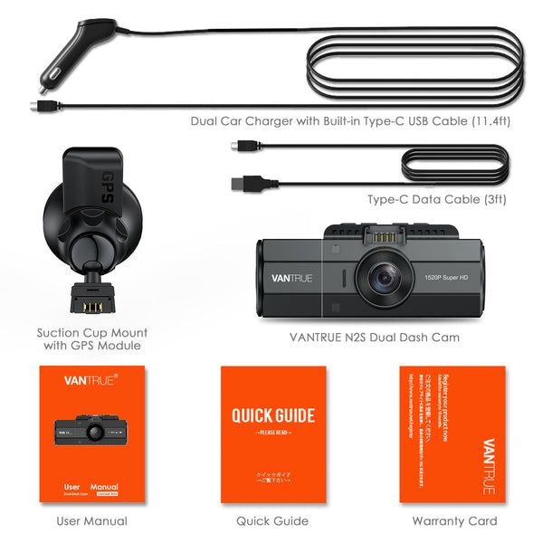 Box Contents | Vantrue N2S Pro Dual 4K Dash Cam | DashCam Bros