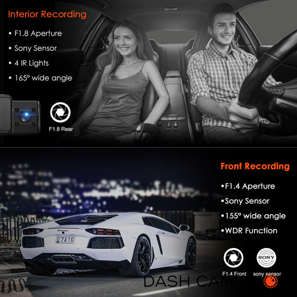 Interior and Front Recording Specs | Vantrue N2S Pro Dual 4K Dash Cam | DashCam Bros