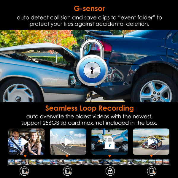 Built-In G-sensor | Vantrue N4 3-Channel 2K Dash Camera | DashCam Bros