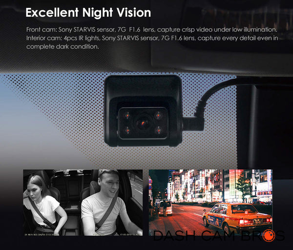 Excellent Night Vision | VIOFO A129 Plus Duo IR Front and Interior Dual Lens Dash cam | DashCam Bros