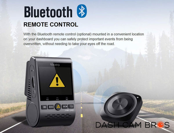 Optional Bluetooth Remote Control | VIOFO A129 PRO Duo 4K Front and Rear Dual Lens Dash cam | DashCam Bros