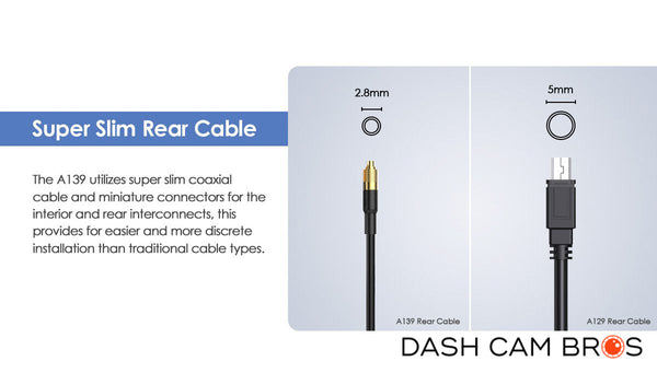 Super Slim Rear Cable | VIOFO A139 2CH Dual Channel 2k Front & Rear Dash Cam | DashCam Bros