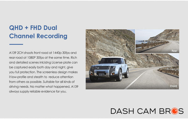 QHD + FHD Dual Channel Recording | VIOFO A139 2CH Dual Channel 2k Front & Rear Dash Cam | DashCam Bros